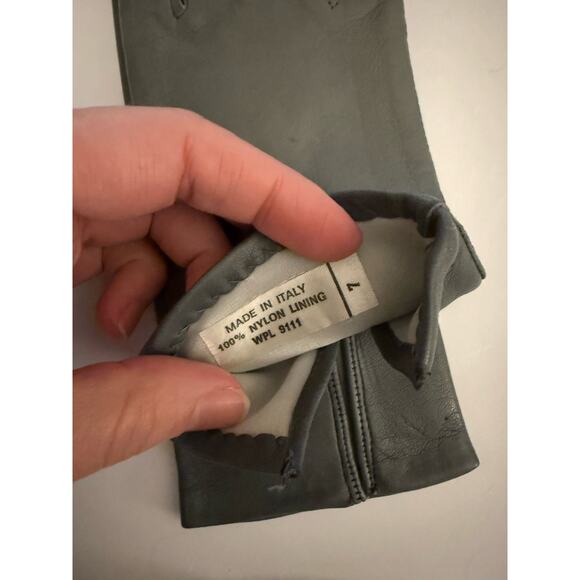 VTG made In Italy Leather Gloves Grey 7 - Picture 2 of 2